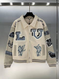 Louis Vuitton Multi-Patches Mixed Leather Varsity Blouson Milky White