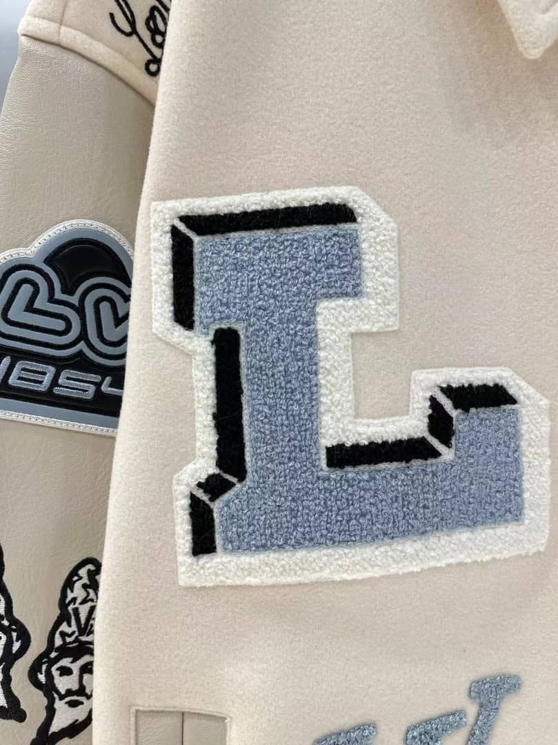 Louis Vuitton Multi-Patches Mixed Leather Varsity Blouson Milky White