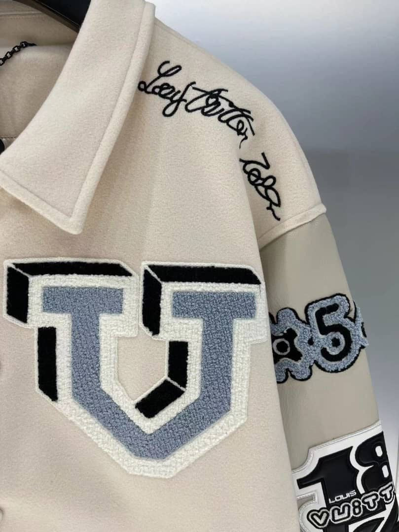 Louis Vuitton Multi-Patches Mixed Leather Varsity Blouson Milky White